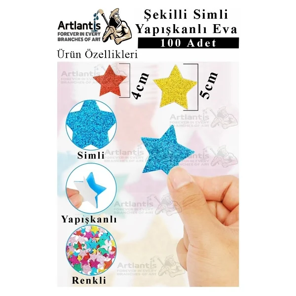 Şekilli Simli Eva Yapışkanlı Harfler 100 Lü 1 Paket Kendinden Yapışkanlı Simli Eva Sticker Okul Öncesi Kreş Ana - Görsel 2