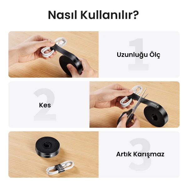 Ugreen Kablo Düzenleyici Cırt Band, 5 Metre, 40356 - Görsel 8