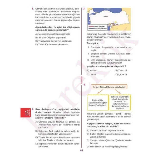 Karekök Yayınları 8. Sınıf Lgs T.C. İnkılap Tarihi Atatürkçülük 20'li Deneme - Görsel 5