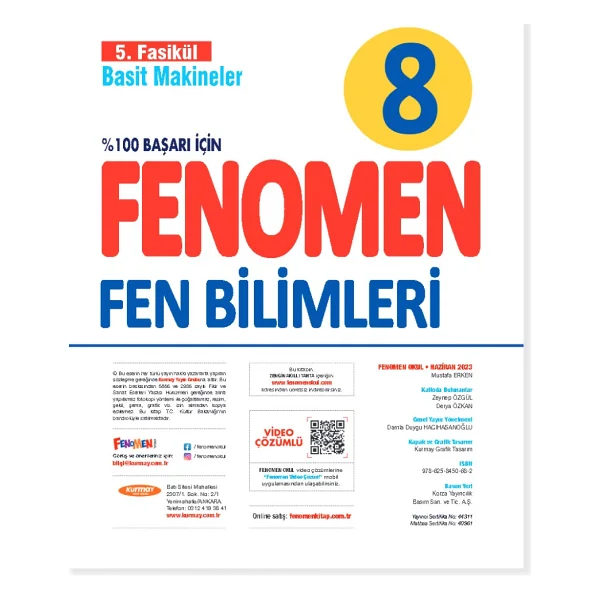 Fenomen Okul Yayınları 8. Sınıf Fen Bilimleri 5. Fasikül (Basit Makineler) Konu Özetli Soru Bankası - Görsel 2