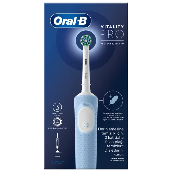 Oral-B Vitality Pro D103 Cross Action Mavi Şarjlı Diş Fırçası - Görsel 10