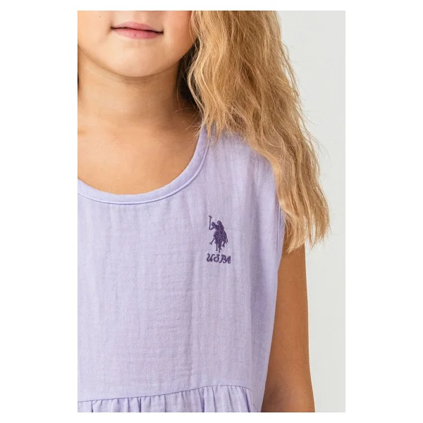 U.S. Polo Assn. Kız Çocuk Mor Elbise - 5 - 6 Yaş - Görsel 3