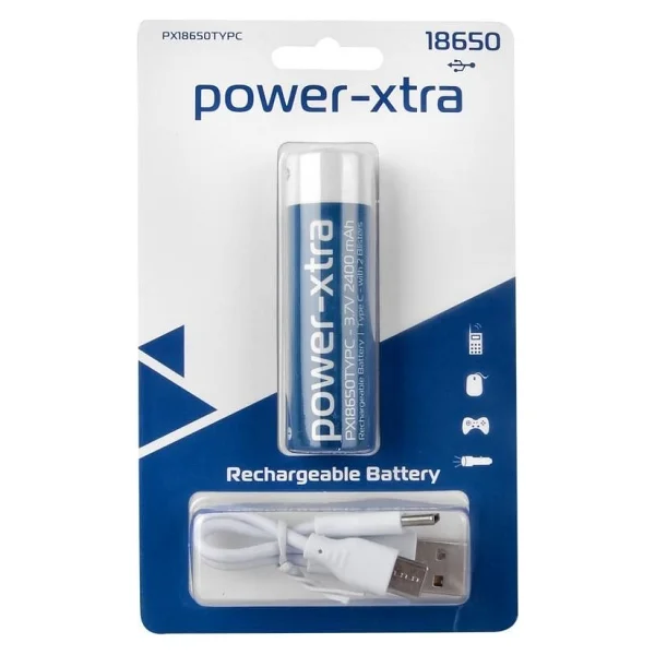 Power-Xtra Px18650typc 3.7v 2400 mAh Li-İon Type-C Şarjlı Pil - Görsel 5