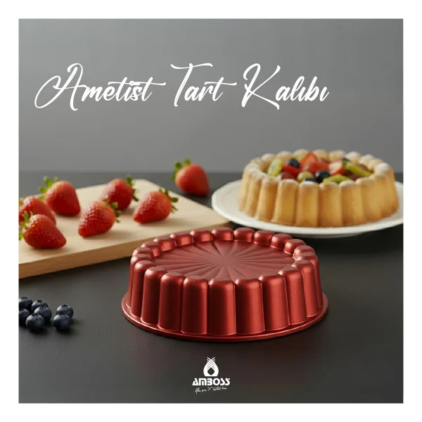 Amboss Ametist Kırmızı 26 Cm Döküm Tart Kalıbı - Görsel 6