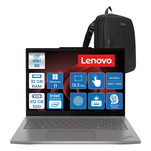 Lenovo Thinkpad L13 2-In-1 Gen6 Intel Core Ultra 7 255u 32 GB 1tb SSD Windows 11 Pro 13.3" Wuxga (1920x1200) Ips 400nıts Dokunmatik Dizüstü Bilgisayar L21r7003atx03 + Zetta Çanta - 1 TB - Görsel 8