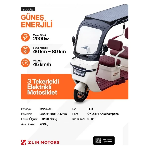 Zlin Motors Troya 3 Tekerlekli Elektrikli Motosiklet - Görsel 3