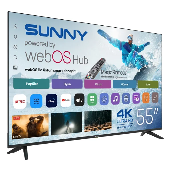 Sunny Sn55uprl Frameless 4K Ultra HD 55" 140 Ekran Uydu Alıcılı Webos Smart LED TV - Görsel 2