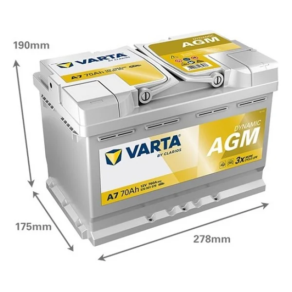 Varta Dynamic A7 Start-Stop Agm 12 V 70 Ah 760 A Akü - 2025 - Görsel 2