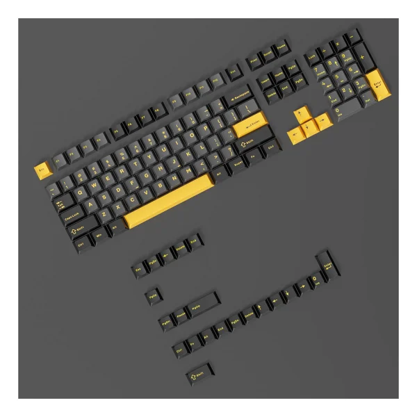 Leaven Mekanik Klavye Pbt Çift Baskı Keycap Seti Siyah -Gri -Sarı 128 Tuşlu Keycap - Siyah - Sarı - Görsel 2