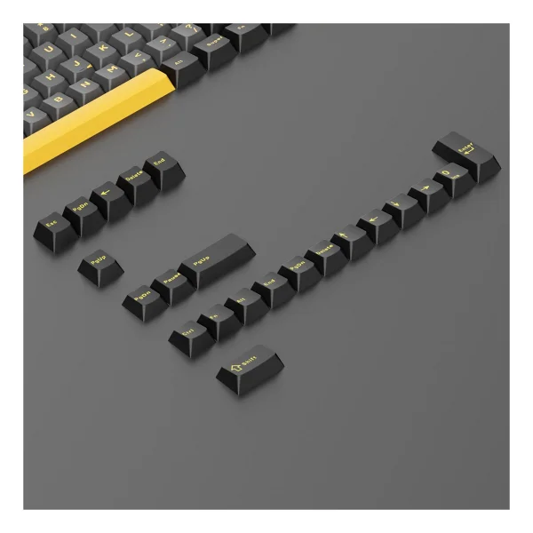 Leaven Mekanik Klavye Pbt Çift Baskı Keycap Seti Siyah -Gri -Sarı 128 Tuşlu Keycap - Siyah - Sarı - Görsel 3