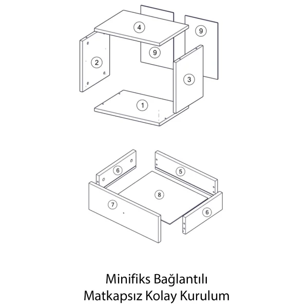 Montenero Country Komodin 2 Çekmeceli Yüksek Ayaklı Parlak Beyaz Yatak Odası Komodini 45x50 Cm - Görsel 5