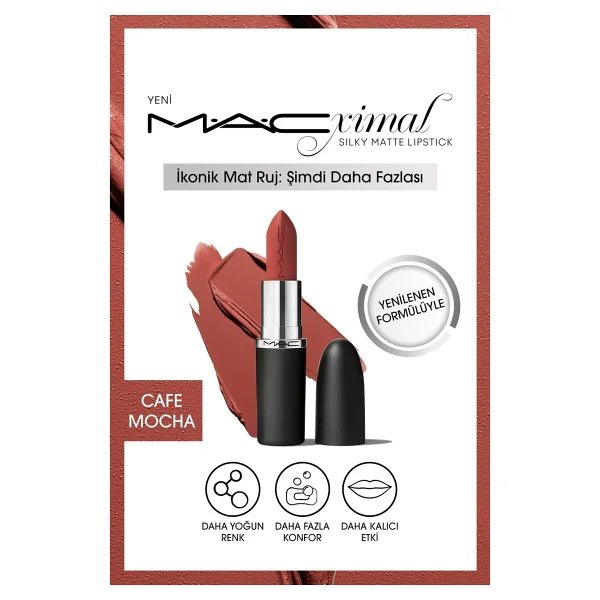 M.A.C Macximal Silky Matte Cafe Mocha Stick Ruj - Görsel 8