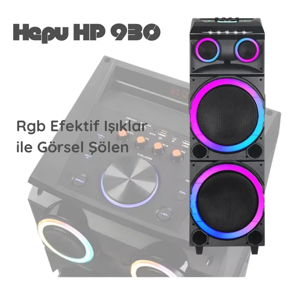 Hepu HP-930 80 W Mikrofonlu Bluetooth Hoparlör - Görsel 4