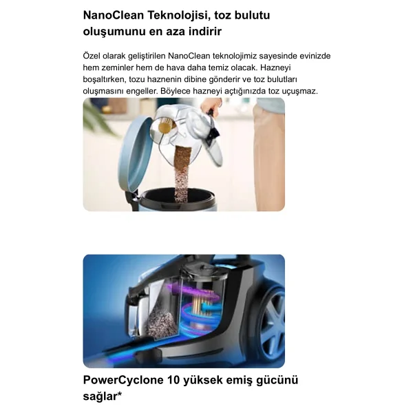 Philips LED Başlıklı Kumandalı Otomatik Sensörlü Marathon Ultimate Yüksek Emiş Güçlü Premium Torbasız Süpürge,Turbo Başlıklı Powercyclone 10 Teknolojili - Yeşil - Görsel 3