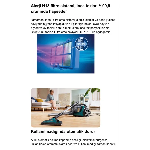 Philips LED Başlıklı Kumandalı Otomatik Sensörlü Marathon Ultimate Yüksek Emiş Güçlü Premium Torbasız Süpürge,Turbo Başlıklı Powercyclone 10 Teknolojili - Yeşil - Görsel 5