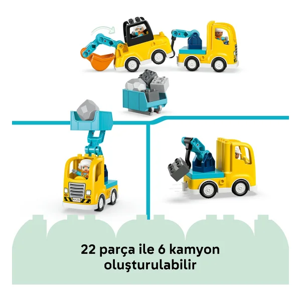 Lego 10475 Duplo Kasabası 3'ü 1 Arada İnşaat Araçları - Görsel 7