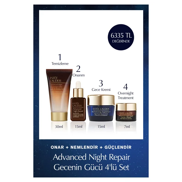 Estee Lauder Gecenin Gücü 4'lü Set - Temizleme 30ml+ Onarıcı Serum 15ml+ Gece Kremi 15ml+Overnıght Treatment 7ml - Görsel 2