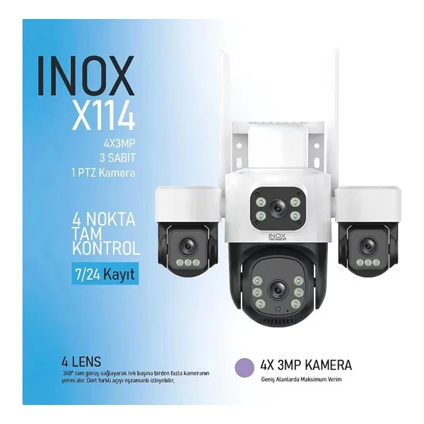 Inox Inox-X114 Speed Dome 3 Mp 360 Derece Gece Görüşlü Ip Wi-Fi Güvenlik Kamerası - Görsel 2
