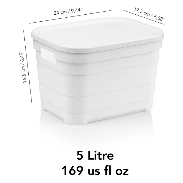 Meleni Home 3 Adet Kapaklı Dekoratif Piramit Saklama Kutusu - Dolap Düzenleyici Organizer Kutu 5 Litre Beyaz - Görsel 5