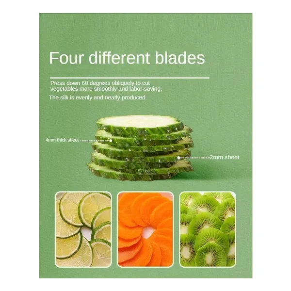 Profesyonel Basmalı Rende Doğrayıcı - 3 Bıçaklı Paslanmaz Çelik Kesme, Mandolin Doğrama Ve Rendeleme Aleti - Sebze, Meyve, Peynir, Salata Ve Pratik Mutfak Kullanımı Için Ergonomik Tasarım - Görsel 3
