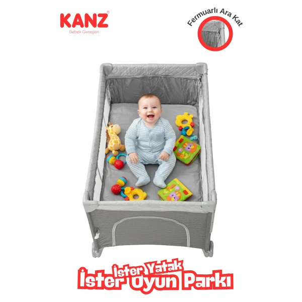 Kanz Sleepside +Plus Gri 70x110 Cm Anne Yanı Oyun Parkı - Görsel 7