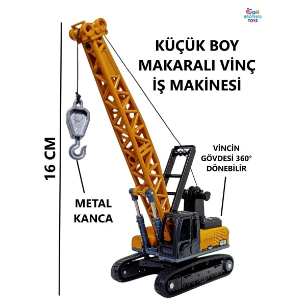 Brother Toys Oyuncak Vinç Iş Makinesi Ipli Sarılır Makaralı Paletli Kurtarıcı - Görsel 3