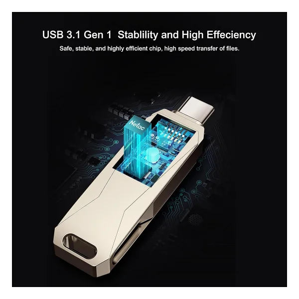 Netac 128gb Type-C + USB 3.0 Flash Bellek - Gümüş - Görsel 4