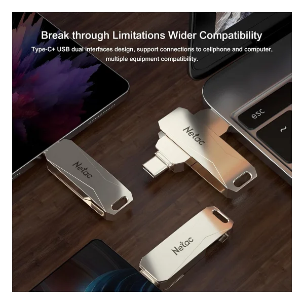 Netac 128gb Type-C + USB 3.0 Flash Bellek - Gümüş - Görsel 5