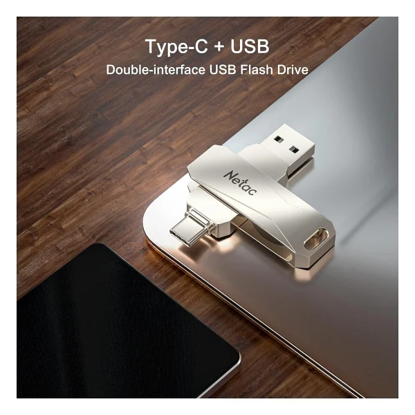 Netac 128gb Type-C + USB 3.0 Flash Bellek - Gümüş - Görsel 6