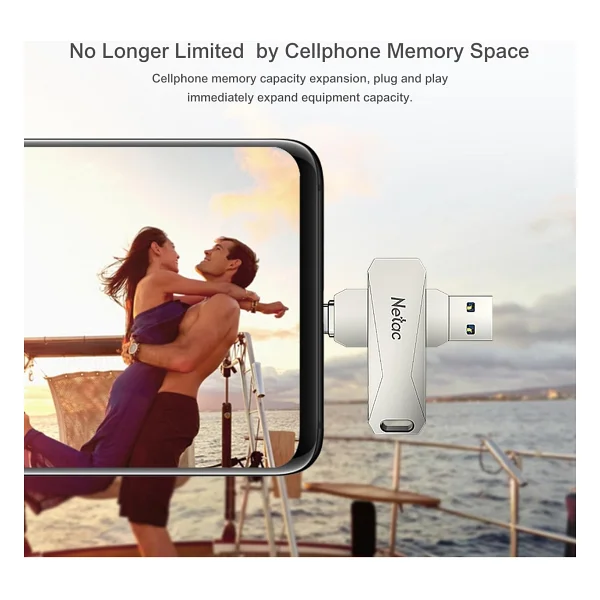 Netac 128gb Type-C + USB 3.0 Flash Bellek - Gümüş - Görsel 8