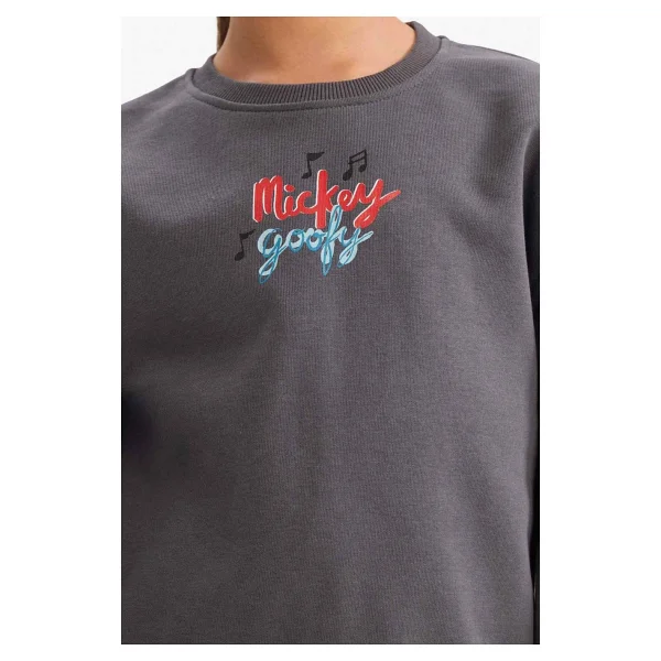 Defacto Kız Çocuk Disney Mickey Mouse &Friends Oversize Geniş Kalıp Kapüşonlu Sırt Baskılı Sweatshirt D4378a824wn - 13 - 14 Yaş - Antrasit-Ar148 - Görsel 3