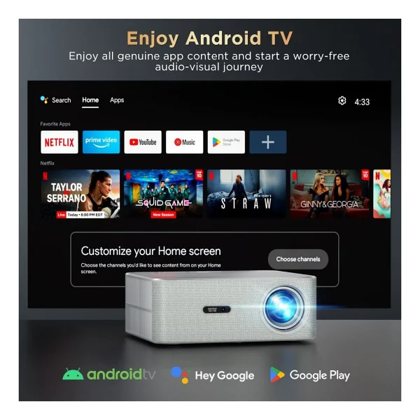Funflix P7 700 Lümen Full HD Wi-Fi Android LED Projeksiyon Cihazı - Görsel 4