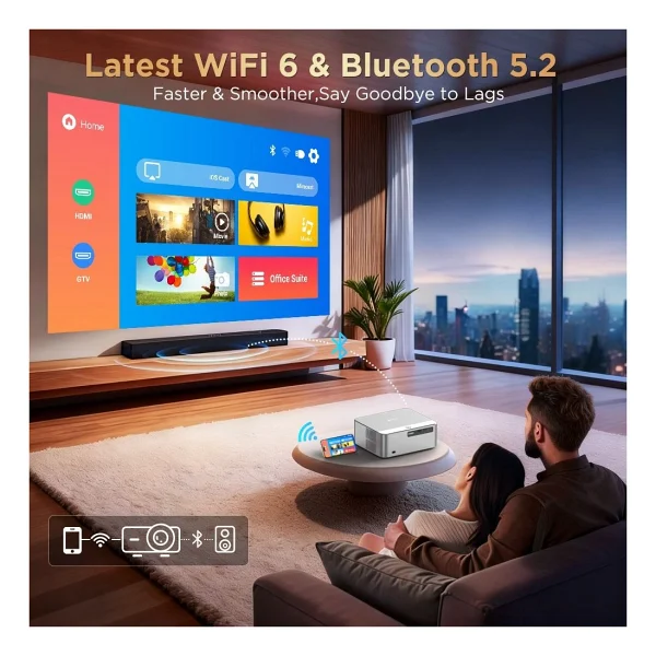 Funflix P7 700 Lümen Full HD Wi-Fi Android LED Projeksiyon Cihazı - Görsel 7