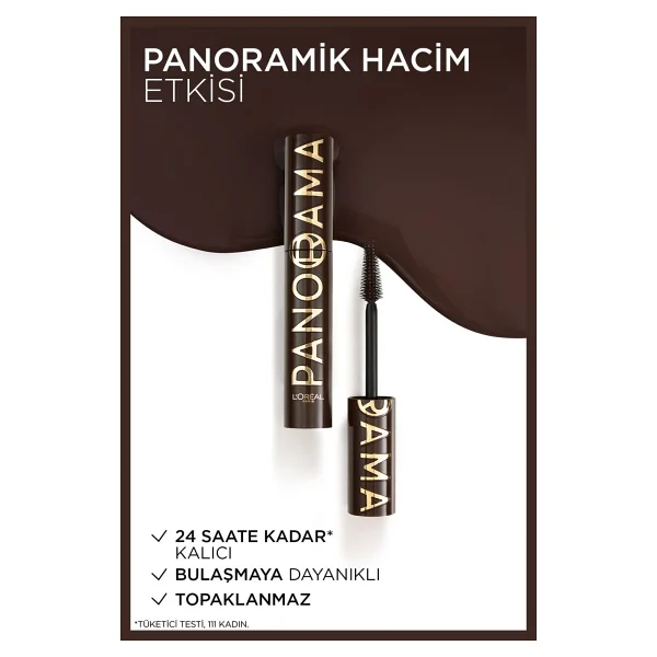 L'oreal Paris Panorama Chromatic Maskara Hacim Verici Kahverengi Brun Leather Büyük Boy - Görsel 3