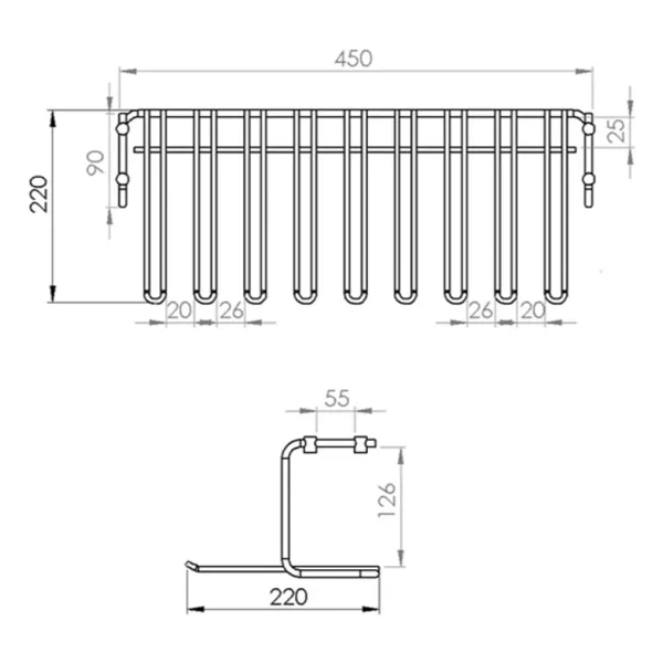 Almital Mobilya Aksesuarları Furniture Accessories Tavana Bağlantılı 5 Bölmeli Siyah Kadeh Askısı - Görsel 2