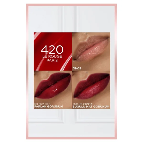 L'oreal Paris Hyaluron Lip Tint Satin Serum 420 Le Rogue Paris Likit Ruj - Görsel 6
