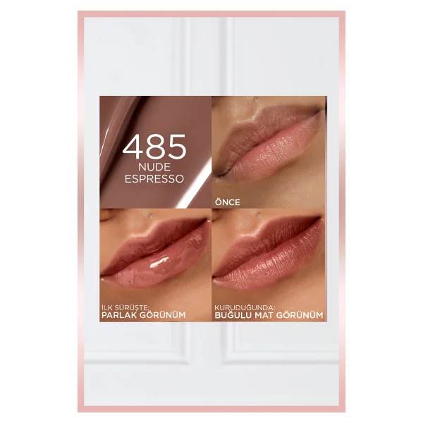L'oreal Paris Hyaluron Lip Tint Satin Serum 485 Nude Espresso Likit Ruj - Görsel 6