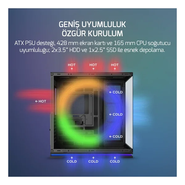 Gamepower Warcry Selsei Argb Fanlı 650 W Atx Oyuncu Kasası - Görsel 3