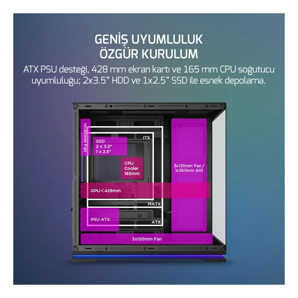 Gamepower Warcry Selsei Argb Fanlı 650 W Atx Oyuncu Kasası - Görsel 4