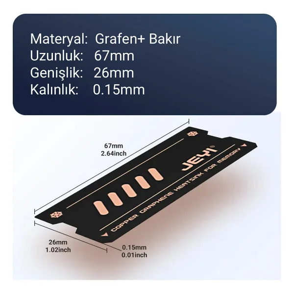 Jeyı Nb-Cg Bakır-Grafen Dizüstü Laptop RAM Soğutucu DDR3 / DDR4 / DDR5 Sodımm RAM Heatsink - Görsel 5