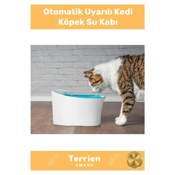 Terrien Smart Seri Özel Üretim Yeni Teknoloji Otomatik Uyarılı Ledli Karbon Filtreli Şık Kedi Köpek Su Kabı - Görsel 4