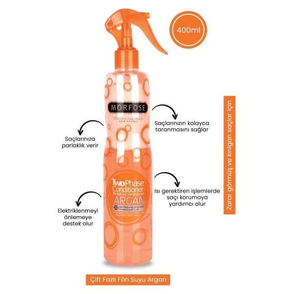 Morfose Argan İki Fazlı Kondisyoner 400 Ml 2 Adet Fön Suyu - Görsel 2