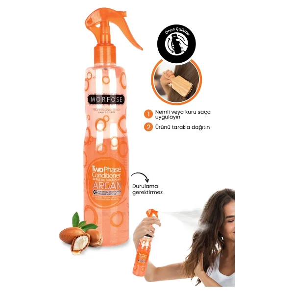 Morfose Argan İki Fazlı Kondisyoner 400 Ml 2 Adet Fön Suyu - Görsel 3