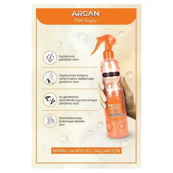 Morfose Argan İki Fazlı Kondisyoner 400 Ml 2 Adet Fön Suyu - Görsel 4