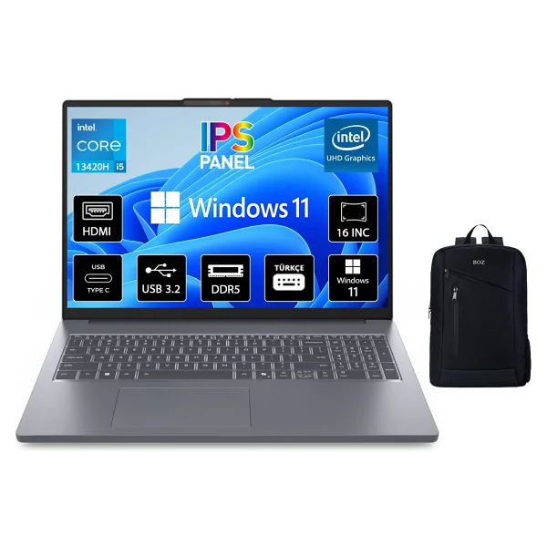 Lenovo Ideapad Slim 3 16ırh10 83k20073tr İ5-13420h 24 GB 512 GB SSD UHD Graphics 16" Wuxga Notebook - Görsel 9