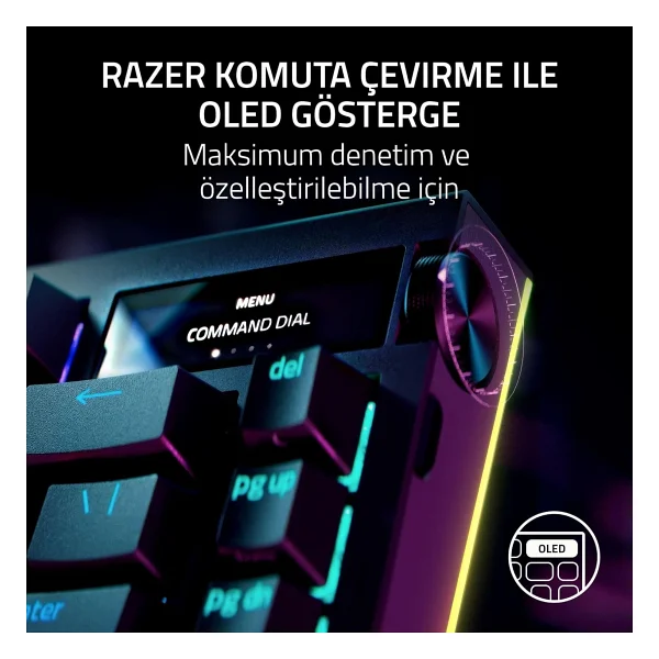 Razer Blackwidow V4 Pro %75 Us Layout RGB Tkl Orange Tactile Switch Kablolu/Kablosuz Mekanik Oyuncu Klavyesi - Görsel 5