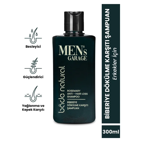 Bade Natural Men's Garage Biberiye 300 Ml Saç Dökülmesine Karşı Şampuan - Görsel 6