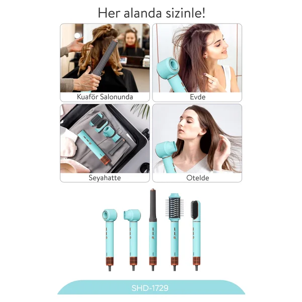 Sinbo Shd-1729 5in1 Mavi Saç Şekillendirme Seti - Görsel 8