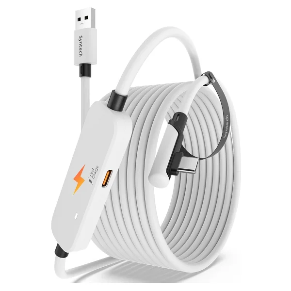 Syntech 5 M USB 3.0 Şarj Ve Bağlantı Kablosu - Meta Quest 3s/Quest 3/Oculus Quest 2 Uyumlu, Ekstra Şarj Portlu Vr PC/Steamvr Oyun Kablosu - Siyah - Görsel 8