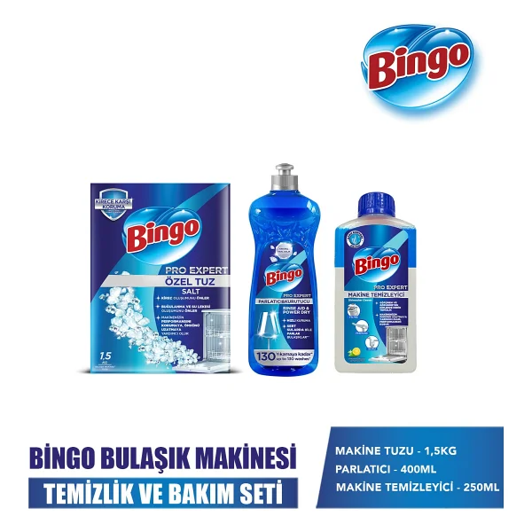 Bingo Bulaşık Makinesi Temizlik Seti (Makine Temizleyici 250 Ml+Tuz 1,5 Kg+Parlatıcı 400 Ml) - Görsel 8